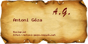 Antoni Géza névjegykártya